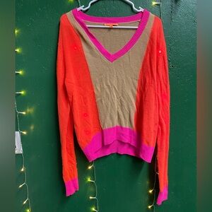 Vilagallo Pink and Tan Knit Sweater